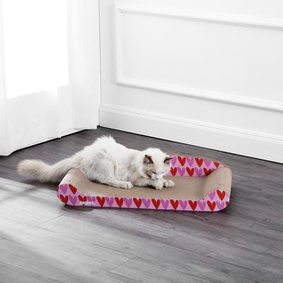Show full view: THE LICKER STORE Montego Coastal Patterned 27.5-in Cardboard Lounge Bed Cat Scratcher with Catnip, Pink/Red slide 7 of 11