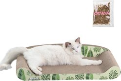THE LICKER STORE Montego Coastal Patterned 27.5-in Cardboard Lounge Bed Cat Scratcher with Catnip, Mint/Green