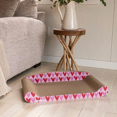 Show full view: THE LICKER STORE Montego Coastal Patterned 27.5-in Cardboard Lounge Bed Cat Scratcher with Catnip, Pink/Red slide 6 of 11