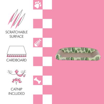 Show full view: THE LICKER STORE Montego Coastal Patterned 27.5-in Cardboard Lounge Bed Cat Scratcher with Catnip, Mint/Green slide 3 of 11