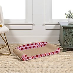 THE LICKER STORE Montego Coastal Patterned 27.5-in Cardboard Lounge Bed Cat Scratcher with Catnip, Pink/Red slide 2 of 9