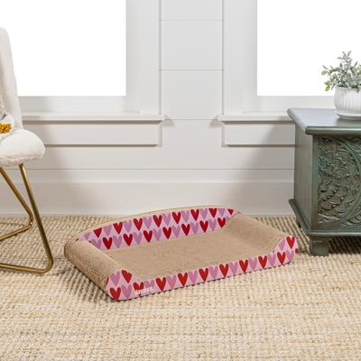 Show full view: THE LICKER STORE Montego Coastal Patterned 27.5-in Cardboard Lounge Bed Cat Scratcher with Catnip, Pink/Red slide 8 of 11