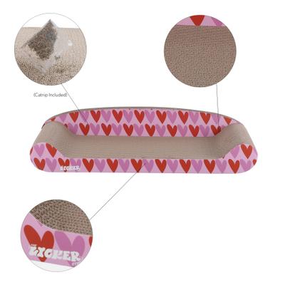 Show full view: THE LICKER STORE Montego Coastal Patterned 27.5-in Cardboard Lounge Bed Cat Scratcher with Catnip, Pink/Red slide 5 of 11