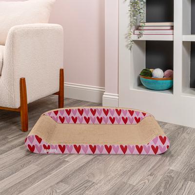 Show full view: THE LICKER STORE Montego Coastal Patterned 27.5-in Cardboard Lounge Bed Cat Scratcher with Catnip, Pink/Red slide 9 of 11