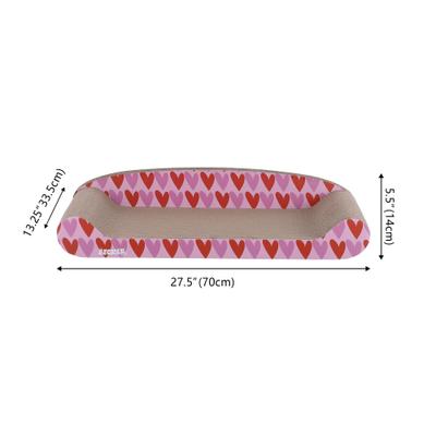 Show full view: THE LICKER STORE Montego Coastal Patterned 27.5-in Cardboard Lounge Bed Cat Scratcher with Catnip, Pink/Red slide 4 of 11