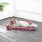 Show in main carousel: THE LICKER STORE Montego Coastal Patterned 27.5-in Cardboard Lounge Bed Cat Scratcher with Catnip, Pink/Red slide 2 of 11