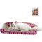 Show in main carousel: THE LICKER STORE Montego Coastal Patterned 27.5-in Cardboard Lounge Bed Cat Scratcher with Catnip, Pink/Red slide 1 of 11