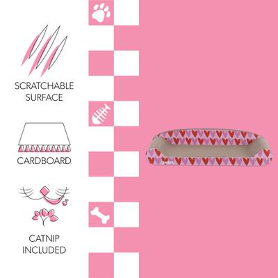 Show full view: THE LICKER STORE Montego Coastal Patterned 27.5-in Cardboard Lounge Bed Cat Scratcher with Catnip, Pink/Red slide 3 of 11