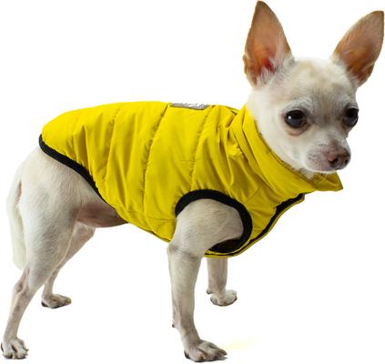 Show full view: ADC Houndstone & Co. 2-in-1 Reversible Sunny Side Up & Soft Velcro Closure Geometric Insulated Dog Puffer Vest, Yellow, X-Small slide 2 of 9