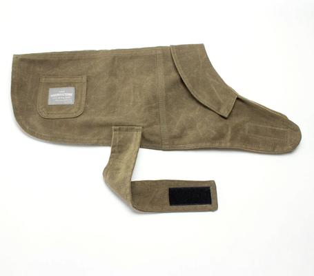 Show full view: ADC Houndstone & Co. Waxed Canvas Fleece Lined Solid Waterproof Dog Jacket, Tan, Small slide 4 of 9