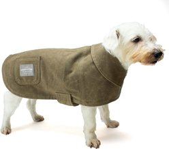 ADC Houndstone & Co. Waxed Canvas Fleece Lined Solid Waterproof Dog Jacket, Tan, Small