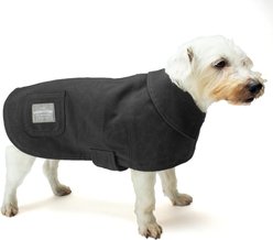 ADC Houndstone & Co. Waxed Canvas Fleece Lined Solid Waterproof Dog Jacket, Black, Small