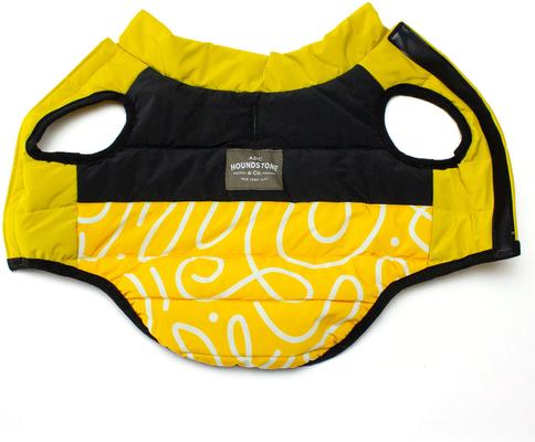 Show full view: ADC Houndstone & Co. 2-in-1 Reversible Sunny Side Up & Soft Velcro Closure Geometric Insulated Dog Puffer Vest, Yellow, X-Small slide 3 of 9