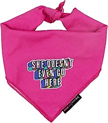 Sassy Woof Mean Girls She Doesn't Even Go Here Dog Bandana, Pink, Medium