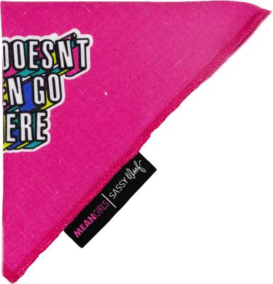 Show full view: Sassy Woof Mean Girls She Doesn't Even Go Here Dog Bandana, Pink, Small slide 2 of 7