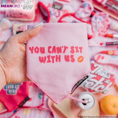 Show full view: Sassy Woof Mean Girls You Can't Sit with Us Dog Bandana, Pink, Small slide 4 of 7