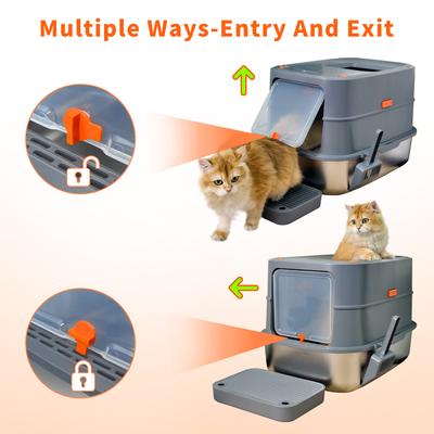 Show full view: Wisfor Enclosed Stainless Steel Cat Litter Box slide 8 of 9