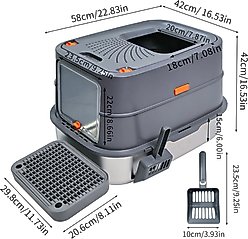Wisfor Stainless Steel Enclosed Litter Box with Litter Scoop & Filter, 22.83 x 16.53 x 16.53-in slide 2 of 9