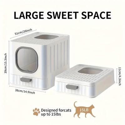 Show full view: Wisfor Cat Litter Box with Drawer, Lid & Scoop slide 3 of 8