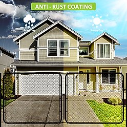 Hittite Outdoor Adjustable Chain Anti-Rust Coated Metal Pedestrian Walking Dog Fence Gate Kit, Black, 26 to 72-in wide x 5-ft high slide 2 of 9