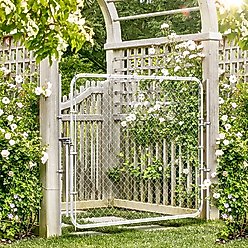 Hittite Outdoor Adjustable Chain Anti-Rust Galvanized Steel Pedestrian Walking Dog Fence Gate Kit, Silver, 26 to 72-in wide x 4-ft high slide 2 of 9