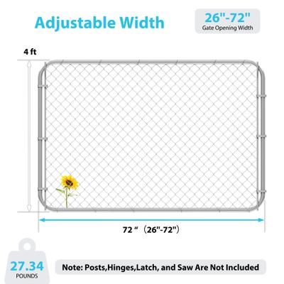 Show full view: Hittite Outdoor Adjustable Chain Anti-Rust Galvanized Steel Pedestrian Walking Dog Fence Gate Kit, Silver, 26 to 72-in wide x 4-ft high slide 4 of 9