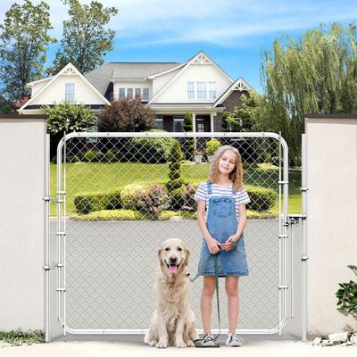 Show full view: Hittite Outdoor Adjustable Chain Anti-Rust Galvanized Steel Pedestrian Walking Dog Fence Gate Kit, Silver, 26 to 72-in wide x 4-ft high slide 6 of 9