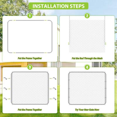 Show full view: Hittite Outdoor Adjustable Chain Anti-Rust Galvanized Steel Pedestrian Walking Dog Fence Gate Kit, Silver, 26 to 72-in wide x 4-ft high slide 5 of 9