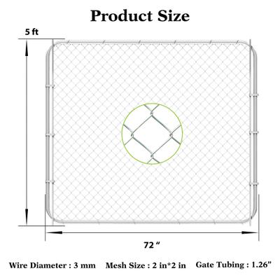 Show full view: Hittite Outdoor Adjustable Chain Anti-Rust Galvanized Steel Pedestrian Walking Dog Fence Gate Kit, Silver, 26 to 72-in wide x 5-ft high slide 3 of 9