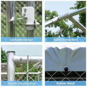 Hittite Outdoor Anti-Rust Galvanized Chain link Dog Kennel with Roof, Silver, X-Large: 81 x 81 x 67-in