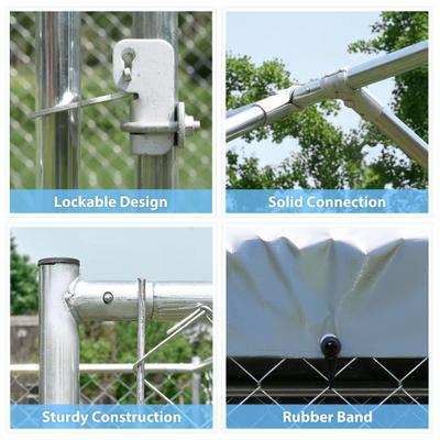 Show full view: Hittite Outdoor Anti-Rust Galvanized Chain link Dog Kennel with Roof, Silver, X-Large: 81 x 81 x 67-in slide 6 of 8