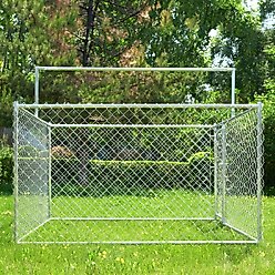 Hittite Outdoor Anti-Rust Galvanized Chain link Dog Kennel with Roof, Silver, X-Large: 81 x 81 x 67-in slide 2 of 8