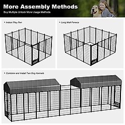 Hittite Outdoor Expandable Modular Dog Kennel with Backyard Black Roof Cover, Black, Large: 96 x 48 x 72-in slide 2 of 8