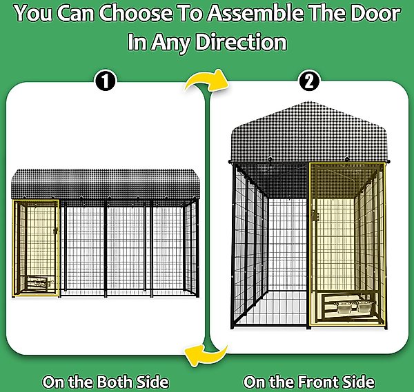 Show full view: Hittite Outdoor Expandable Modular Dog Kennel with Backyard Black Roof Cover, Black, Large: 96 x 48 x 72-in slide 8 of 8