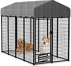 Hittite Outdoor Expandable Modular Dog Kennel with Backyard Black Roof Cover, Black, Large: 96 x 48 x 72-in