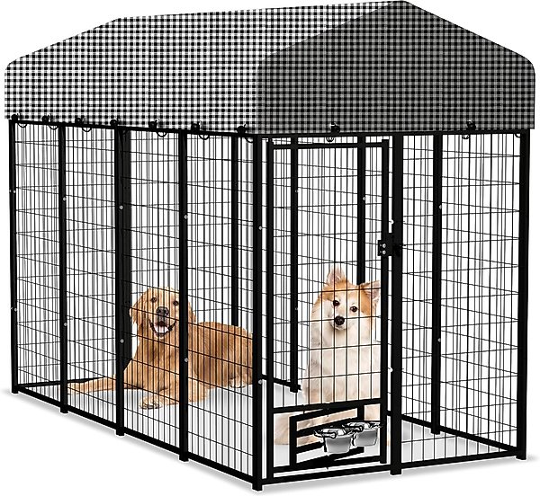 Show full view: Hittite Outdoor Expandable Modular Dog Kennel with Backyard Black Roof Cover, Black, Large: 96 x 48 x 72-in slide 1 of 8