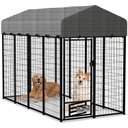 Hittite Outdoor Expandable Modular Dog Kennel with Backyard Black Roof Cover, Black, Large: 96 x 48 x 72-in