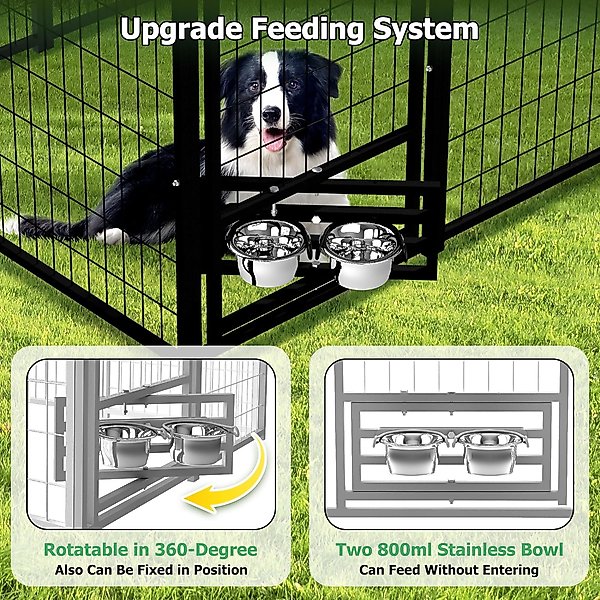 Show full view: Hittite Outdoor Expandable Modular Dog Kennel with Backyard Black Roof Cover, Black, Large: 96 x 48 x 72-in slide 2 of 8