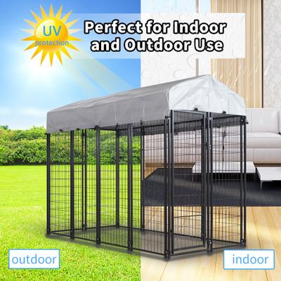 Show full view: Hittite Outdoor Expandable Modular Dog Kennel with Backyard Grey Roof Cover, Black, Large: 96 x 48 x 72-in slide 4 of 9