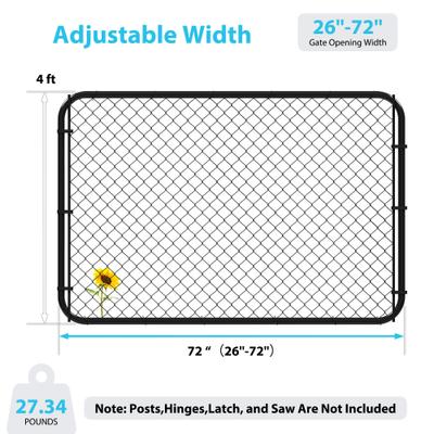 Show full view: Hittite Outdoor Adjustable Chain Anti-Rust Coated Metal Pedestrian Walking Dog Fence Gate Kit, Black, 26 to 72-in wide x 4-ft high slide 4 of 9