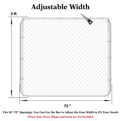 Show full view: Hittite Outdoor Adjustable Chain Anti-Rust Galvanized Steel Pedestrian Walking Dog Fence Gate Kit, Silver, 26 to 72-in wide x 5-ft high slide 4 of 9