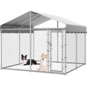 Hittite Outdoor Anti-Rust Galvanized Chain link Dog Kennel with Roof, Silver, X-Large: 120 x 120 x 78-in