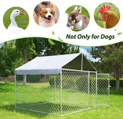 Show full view: Hittite Outdoor Anti-Rust Galvanized Chain link Dog Kennel with Roof, Silver, X-Large: 81 x 81 x 67-in slide 7 of 8