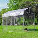 Hittite Outdoor Anti-Rust Galvanized Chain link Dog Kennel with Roof, Silver, X-Large: 120 x 72.0 x 91-in