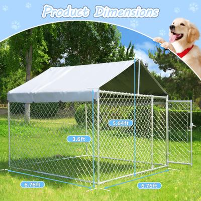 Show full view: Hittite Outdoor Anti-Rust Galvanized Chain link Dog Kennel with Roof, Silver, X-Large: 81 x 81 x 67-in slide 5 of 8