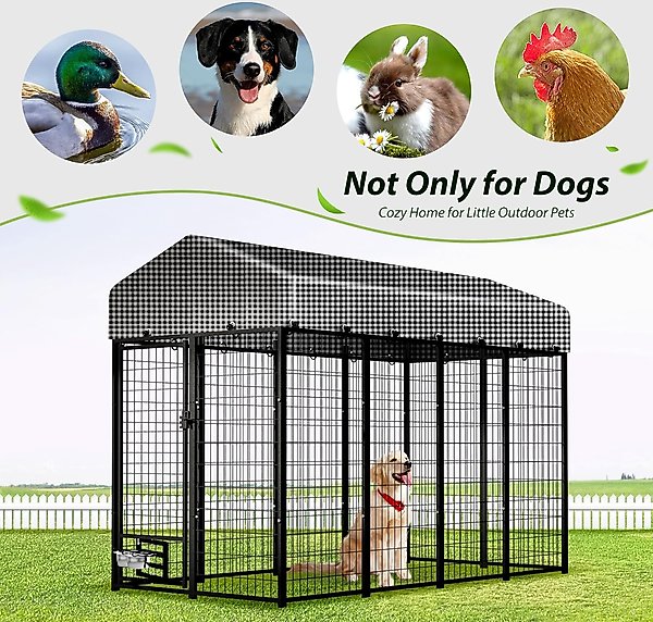 Show full view: Hittite Outdoor Expandable Modular Dog Kennel with Backyard Black Roof Cover, Black, Large: 96 x 48 x 72-in slide 6 of 8