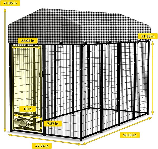 Show full view: Hittite Outdoor Expandable Modular Dog Kennel with Backyard Black Roof Cover, Black, Large: 96 x 48 x 72-in slide 5 of 8