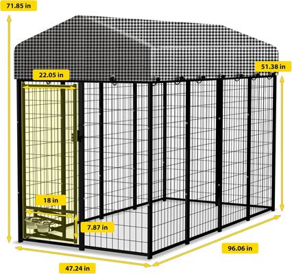 Show full view: Hittite Outdoor Expandable Modular Dog Kennel with Backyard Black Roof Cover, Black, Large: 96 x 48 x 72-in slide 5 of 8