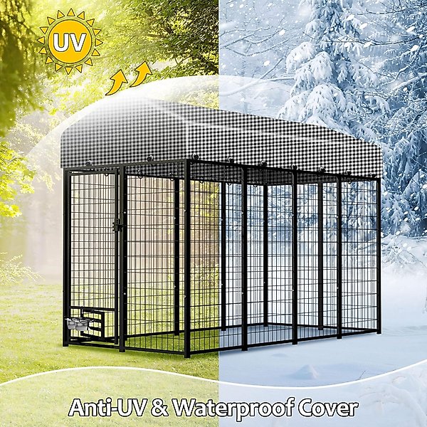 Show full view: Hittite Outdoor Expandable Modular Dog Kennel with Backyard Black Roof Cover, Black, Large: 96 x 48 x 72-in slide 3 of 8