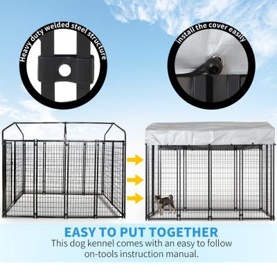 Show full view: Hittite Outdoor Expandable Modular Dog Kennel with Backyard Grey Roof Cover, Black, Large: 96 x 48 x 72-in slide 7 of 9